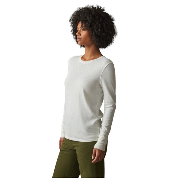 America Giant Slub Crew White Long Sleeved Cotton Shirt - Picture 9 of 11